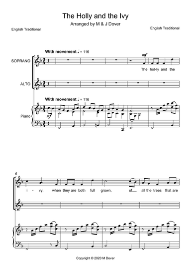 The Holly and the Ivy - Two part choir - SA