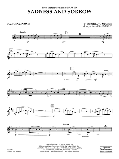 Sadness and Sorrow (from Naruto) (arr. Michael Brown) - Eb Alto Saxophone 1