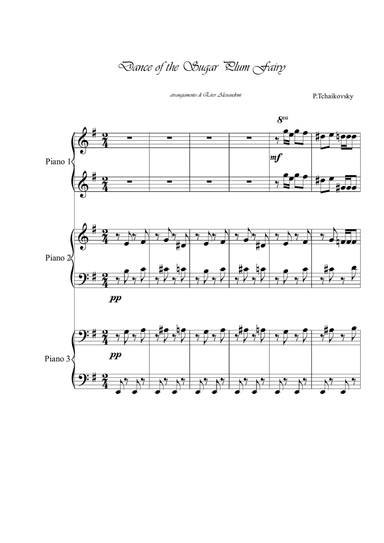 Dance of the Sugar Plum Fairy. Piano 6 hands