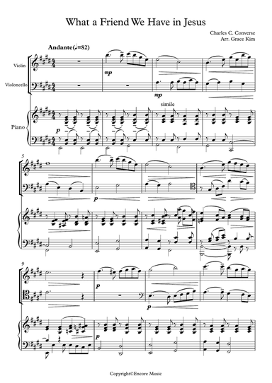 What a Friend We Have in Jesus x Salut d'Amour (Violin/Cello/Piano)