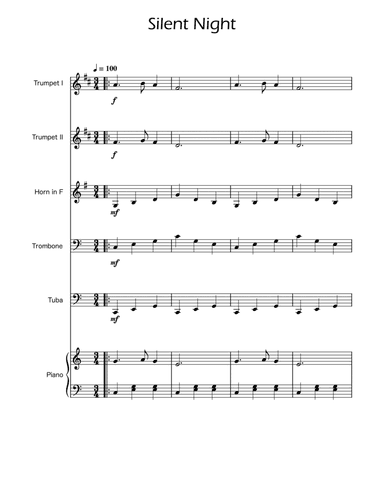 Silent Night - Brass Quintet w/ Piano