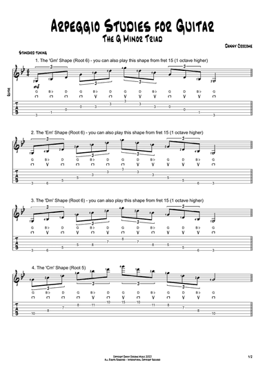 Arpeggio Studies for Guitar - The G Minor Triad