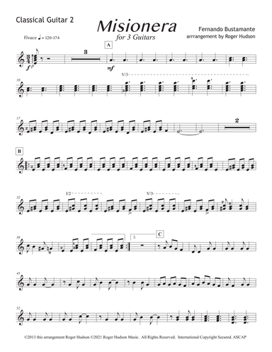 Misionera for Guitar Trio - Guitar 2