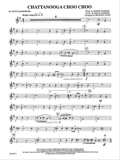 Chattanooga Choo Choo: E-flat Alto Saxophone