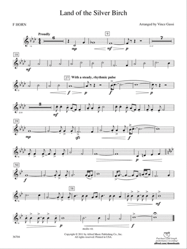 Land of the Silver Birch: 1st F Horn