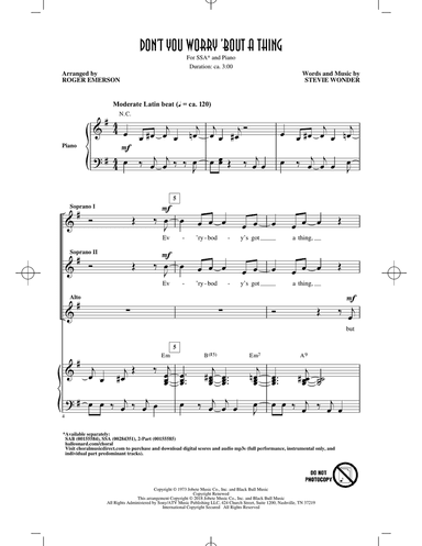 Don't You Worry 'Bout A Thing (arr. Roger Emerson)