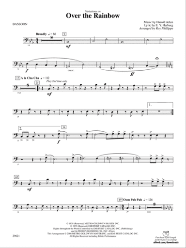 Over the Rainbow (from The Wizard of Oz), Variations on: Bassoon