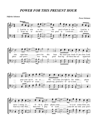 Power for the present hour