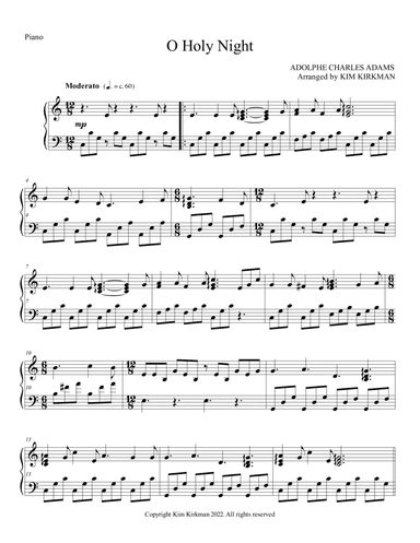 O Holy Night for piano in C