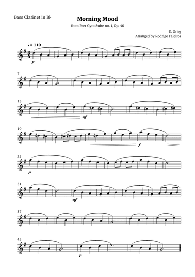 Morning Mood (solo bass clarinet in Bb - level 3)