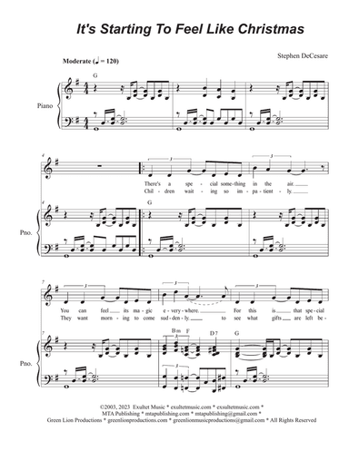 It's Starting To Feel Like Christmas (Vocal solo)