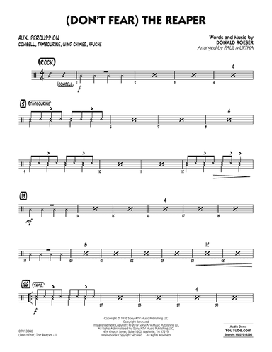 (Don't Fear) The Reaper (arr. Paul Murtha) - Aux Percussion