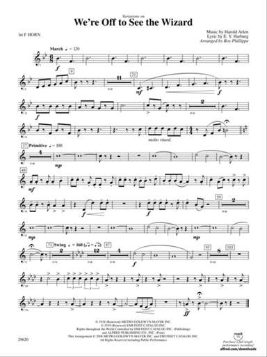 We're Off to See the Wizard, Variations on: 1st F Horn