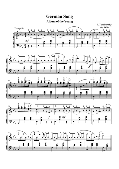 Tchaikovsky Op. 39 No. 17 in E-flat Major 'German Song' Album of the young