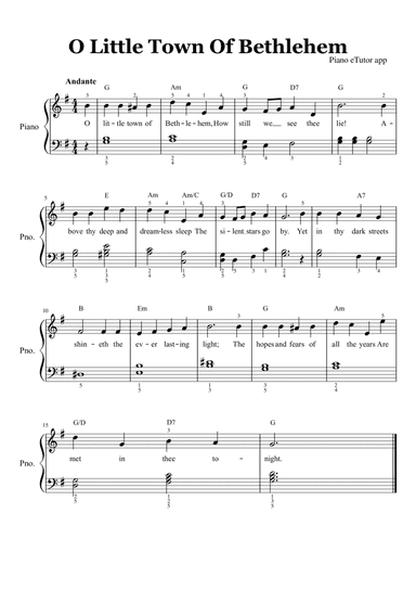 O Little Town Of Bethlehem - piano