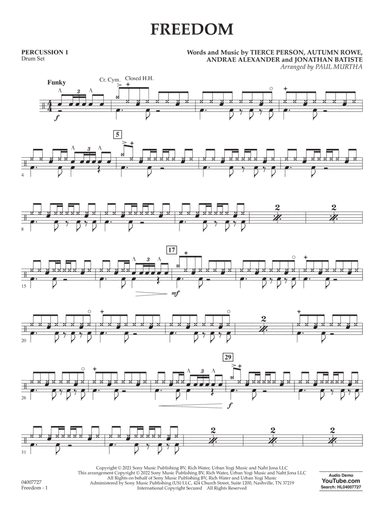 Freedom (arr. Paul Murtha) - Percussion 1