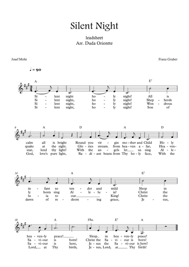 Silent Night (A major - leadsheet - with lyrics)