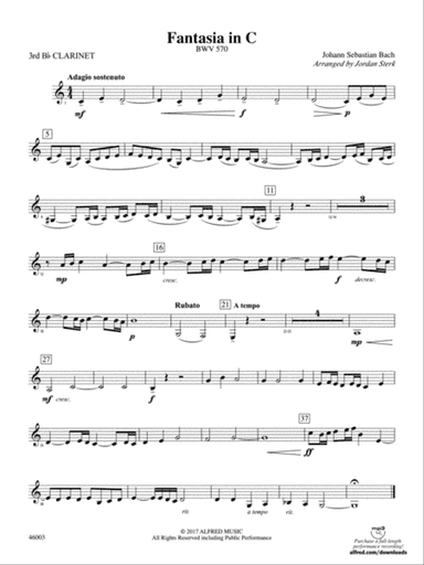 Fantasia in C: 3rd B-flat Clarinet