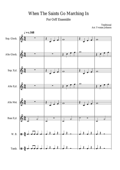 When The Saints Go Marching In - For Orff Ensemble