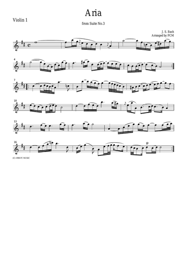 J.S.Bach Aria from Suite No.3, for string quartet, CB204