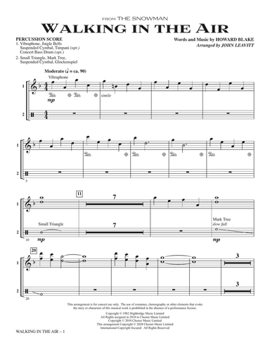 Walking In The Air (from The Snowman) (arr. John Leavitt) - Percussion Score