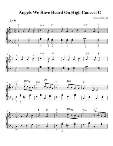 Angels We Have Heard On High - piano