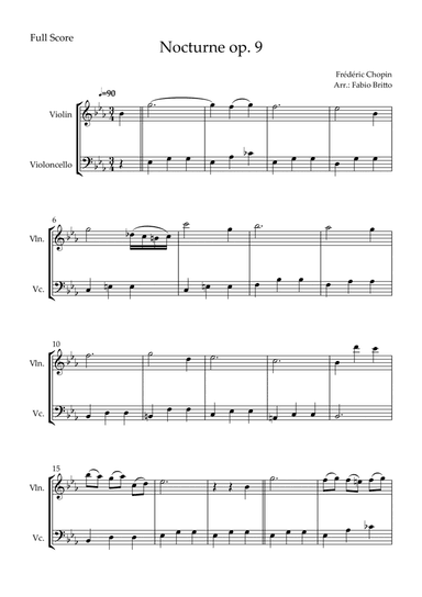 Nocturne Op.9 No. 2 (Frédéric Chopin) for Violin & Cello Duo