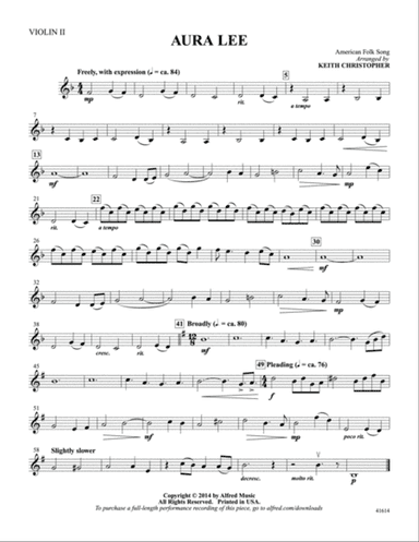 Aura Lee: Violin 2