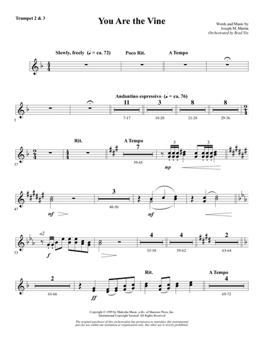 You Are the Vine - Bb Trumpet 2,3