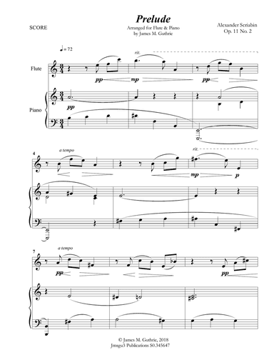 Scriabin: Prelude Op. 11 No. 2 for Flute & Piano
