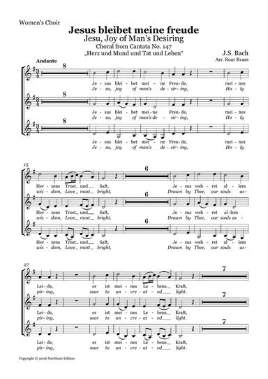 Jesus bleibet meine freude / Jesu, Joy of Man's Desiring / SSA Choir part