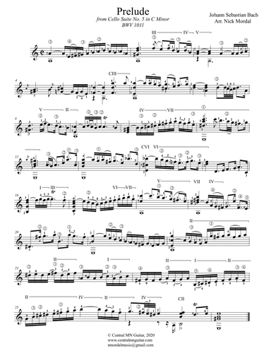 Prelude to Cello Suite no. 5, BWV 1011 (excerpt)