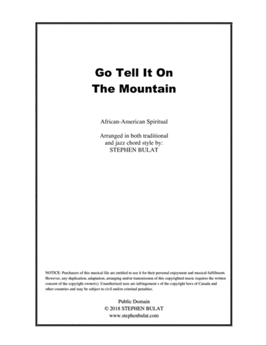 Go Tell It On The Mountain - Lead sheet arranged in traditional and jazz style (key of Eb)