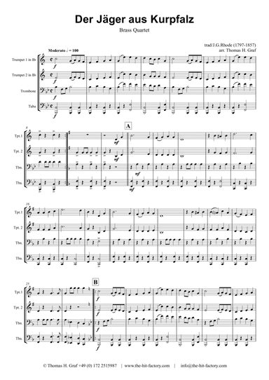 A Hunter from the Palatinate - German March/Octoberfest - Brass Quartet