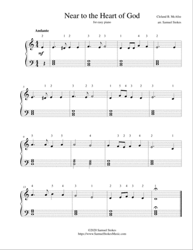 Near to the Heart of God - for easy piano