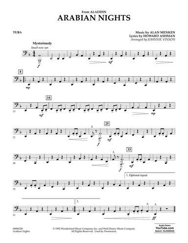 Arabian Nights (from Disney's Aladdin) (arr. Johnnie Vinson) - Tuba