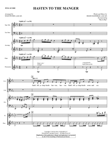 Hasten to the Manger (With "Pat-A-Pan") (arr. Stan Pethel) - Full Score