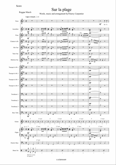 "Sur la plage" (reggae march ) for male singer and big band. All the warmth and the joy of french ca