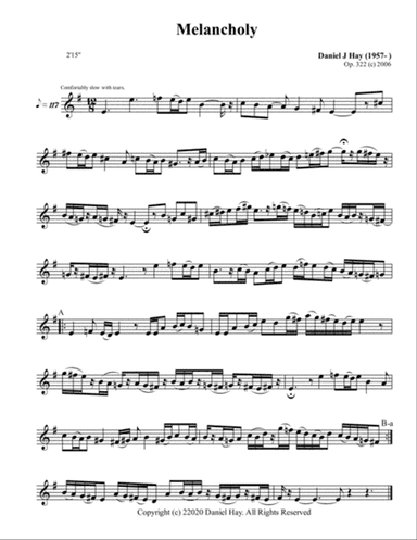 Melancholy (Opus 322) (Treble Solo)