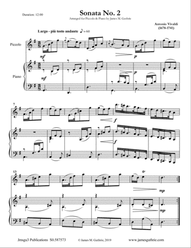 Vivaldi: Sonata No. 2 for Piccolo & Piano
