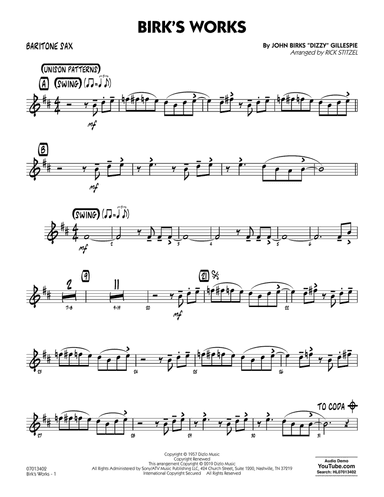 Birk's Works (arr. Rick Stitzel) - Baritone Sax