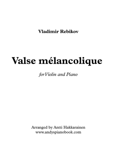 Valse Melancolique - Violin & Piano