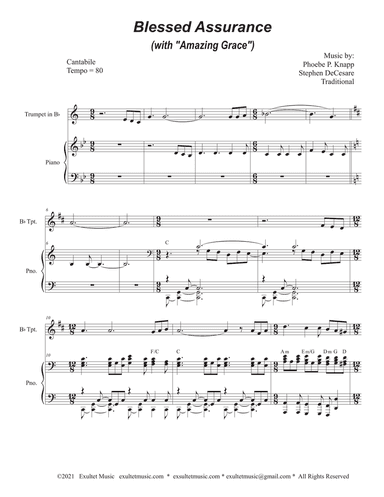 Blessed Assurance (with "Amazing Grace") (Bb-Trumpet solo and Piano)