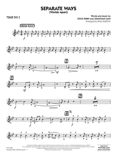 Separate Ways (Worlds Apart) (arr. Paul Murtha) - Tenor Sax 2