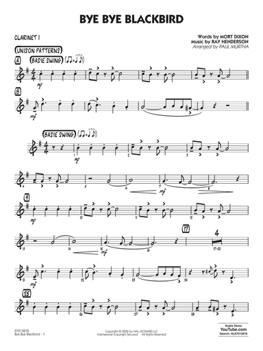 Bye Bye Blackbird (arr. Paul Murtha) - Bb Clarinet 1