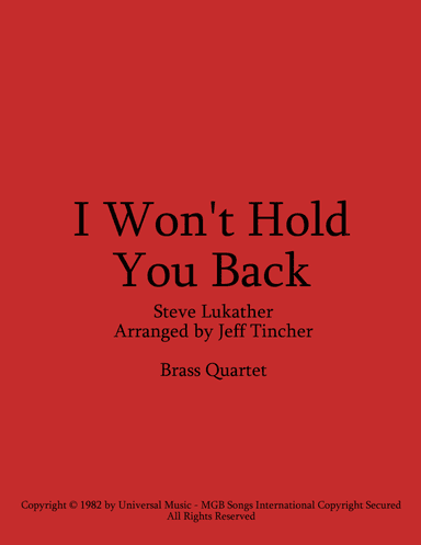 I Won't Hold You Back