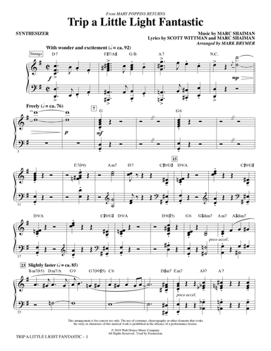 Trip a Little Light Fantastic (from Mary Poppins Returns) (arr. Mark Brymer) - Synthesizer