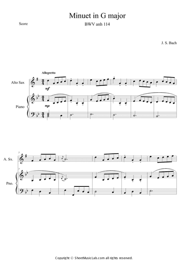 Minuet in G Major BWV anh 114 (in Bb)