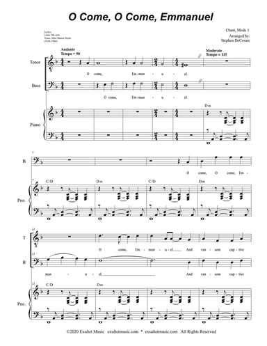 O Come, O Come, Emmanuel (2-part choir - (TB)