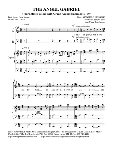 "The Angel Gabriel" choral anthem